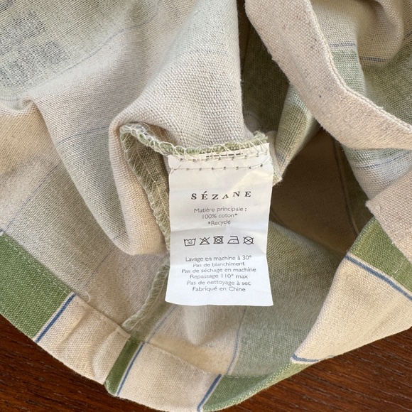 new Sézane Bonjour Seattle green striped amour tour canvas tote limited edition - Picture 4 of 4